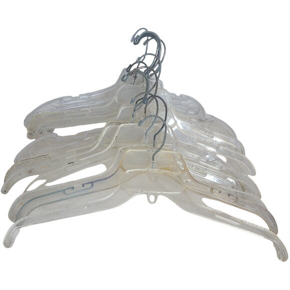 Vintage Clear Acrylic Lucite Plastic Hangers Dress Jacket Set of 14 - Picture 1 of 6
